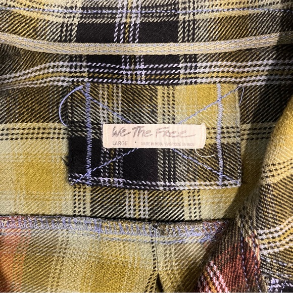 FREE PEOPLE WE THE FREE IZZY OVER SIZES PLAID BUTTON DOWN SHIRT GREEN size large - Picture 4 of 7